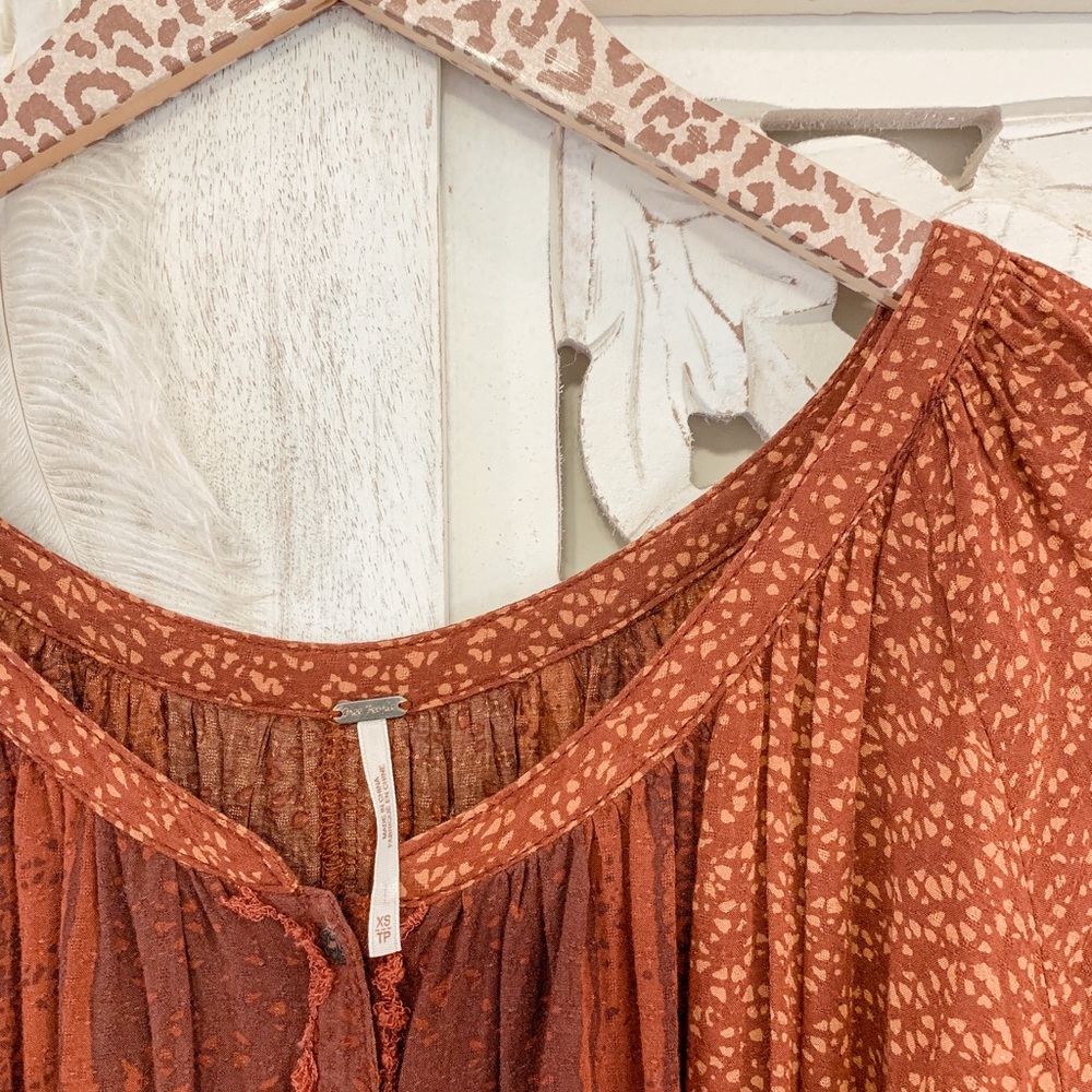 Free People Rust Button-Down Blouse - image 2